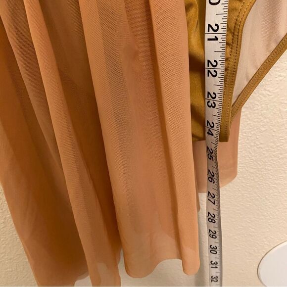 Weissman Dance Costume tan beige dress sequin mesh Hand In Hand 13443 LC - Picture 6 of 11